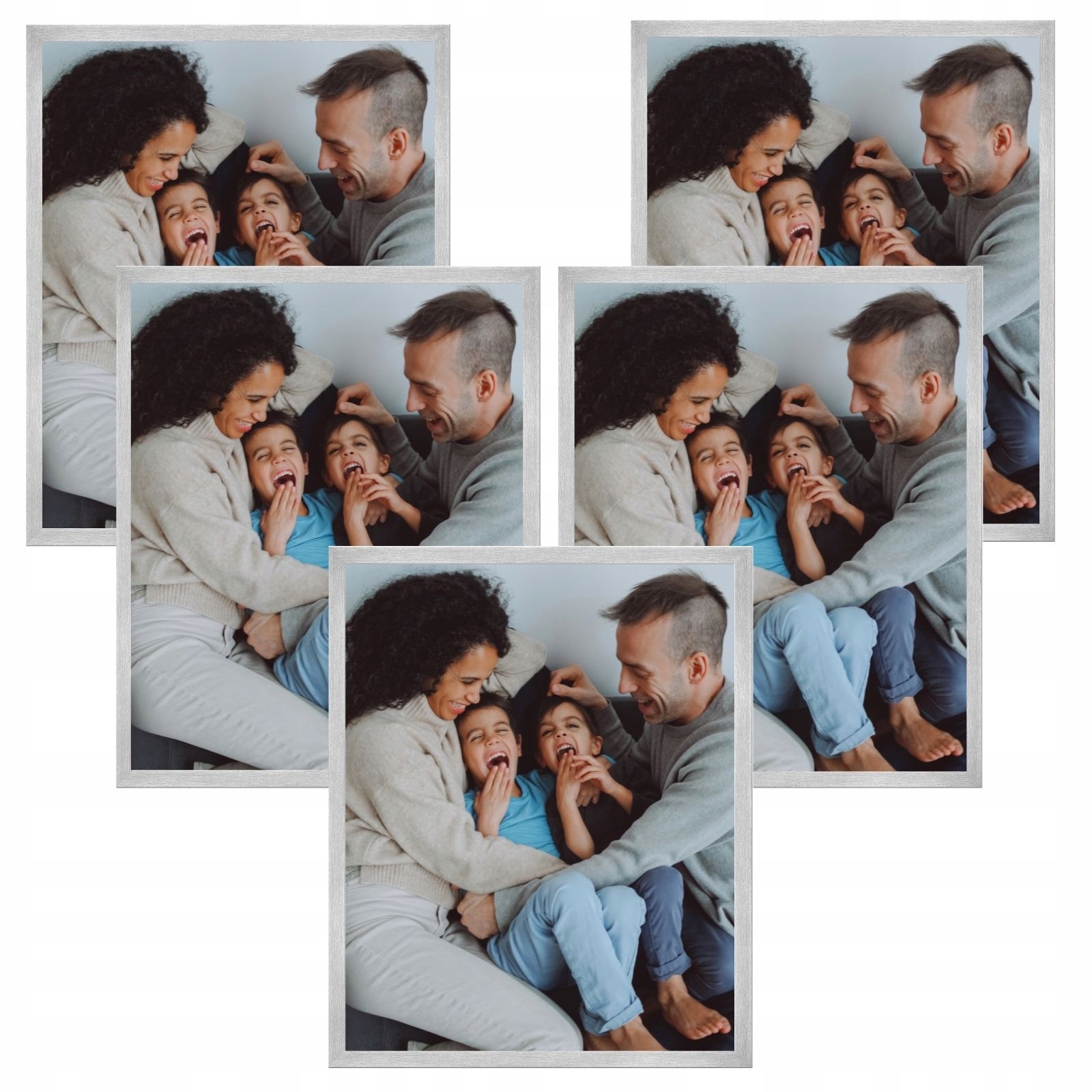 5x Rám 50x70 Rámček na fotografie strieborný reliéfne plexi