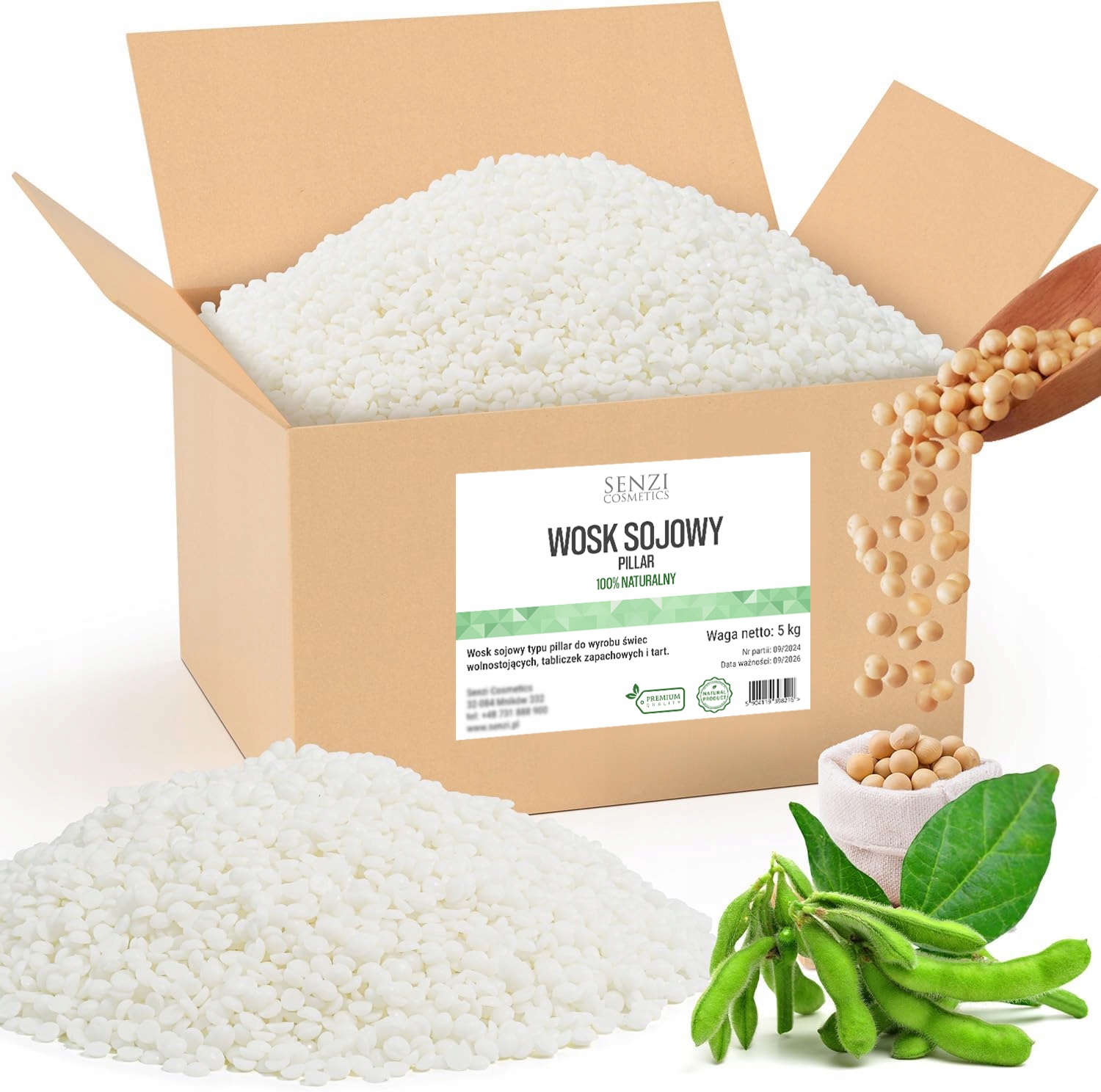 Sójový Vosk Pillar 5kg 100% Přírodní Pastilky na Výrobu Svíček Ekologický