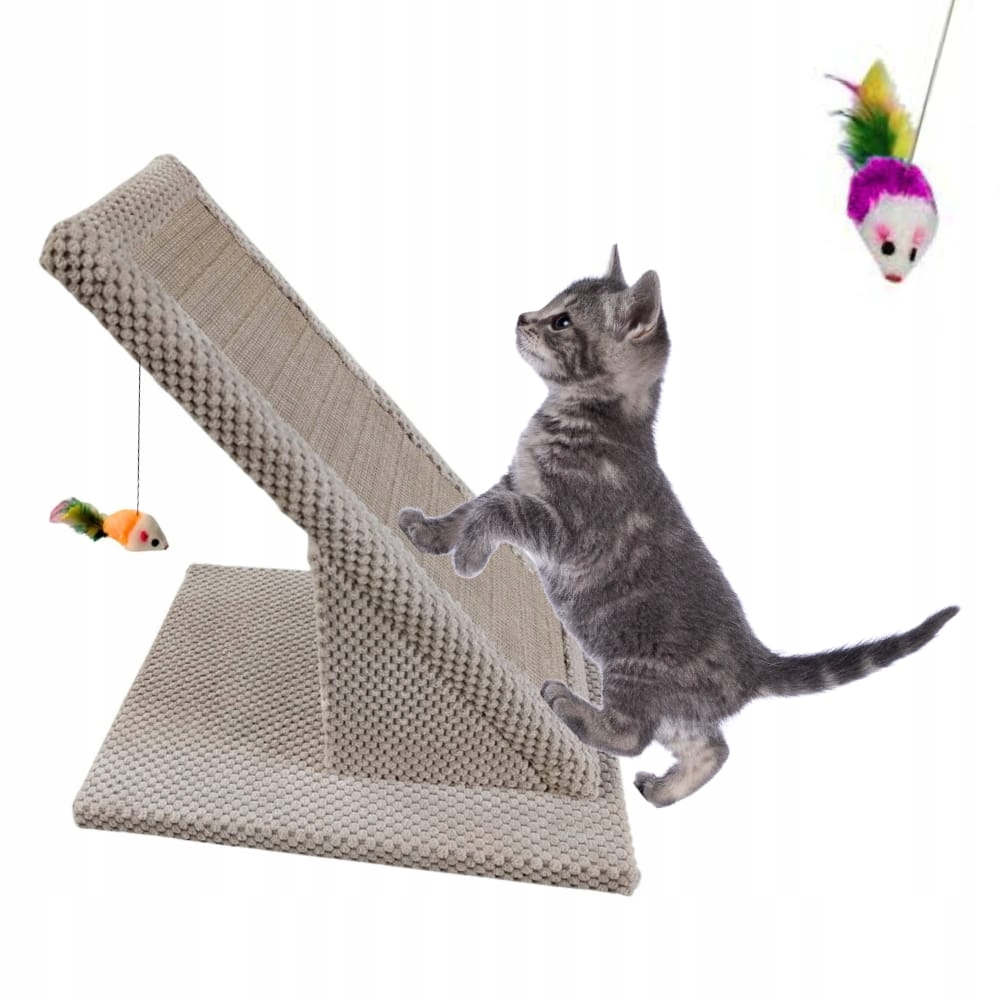 Drapak dla kota Makspol Skośny mata do drapania +myszka zabawka Beżowy