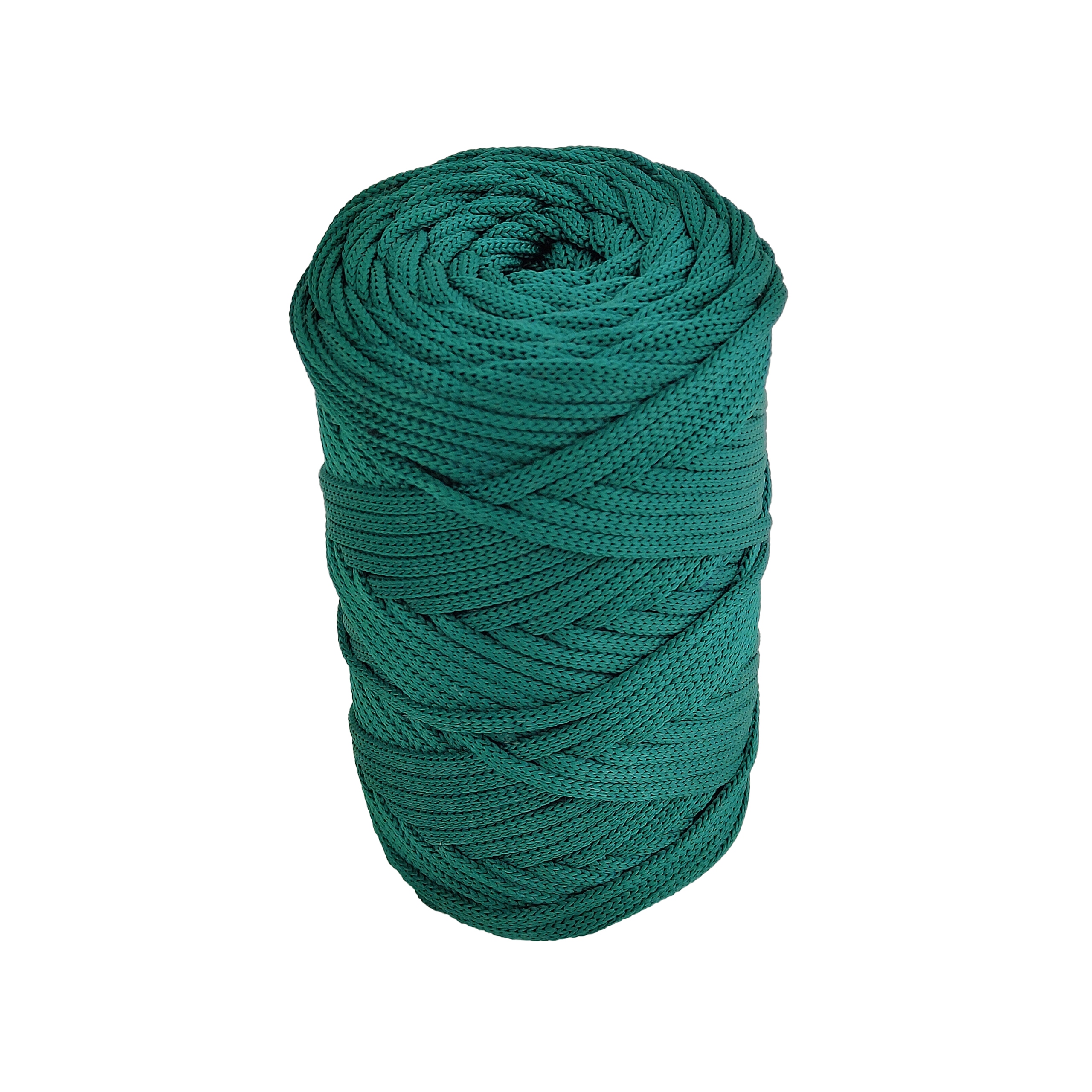 Polyesterová šňůra plochá 5 mm pletená, zelená pro háčkování řemesel