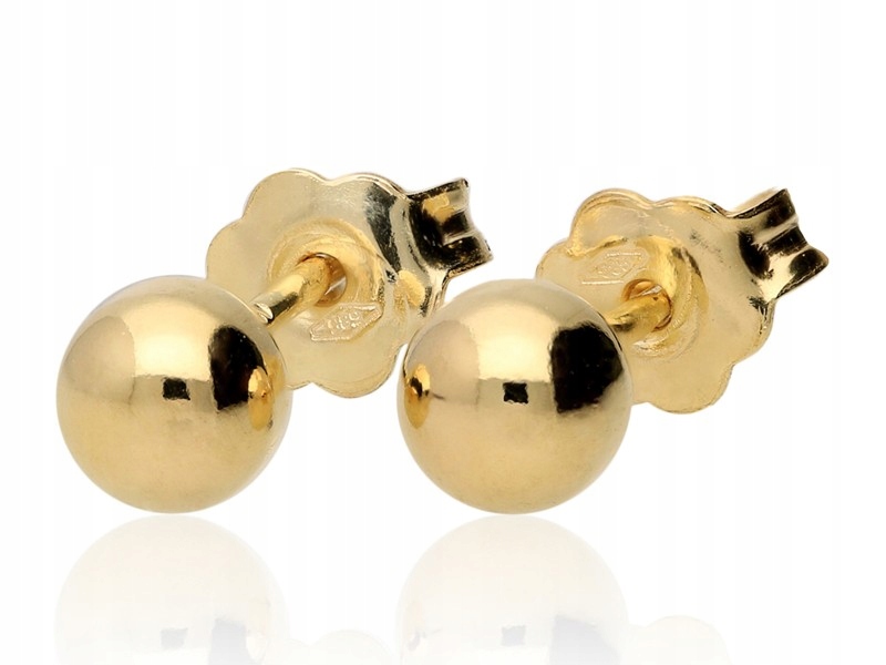 

Złote Kolczyki Małe Kulki,złoto 585,NA Prezent 4MM