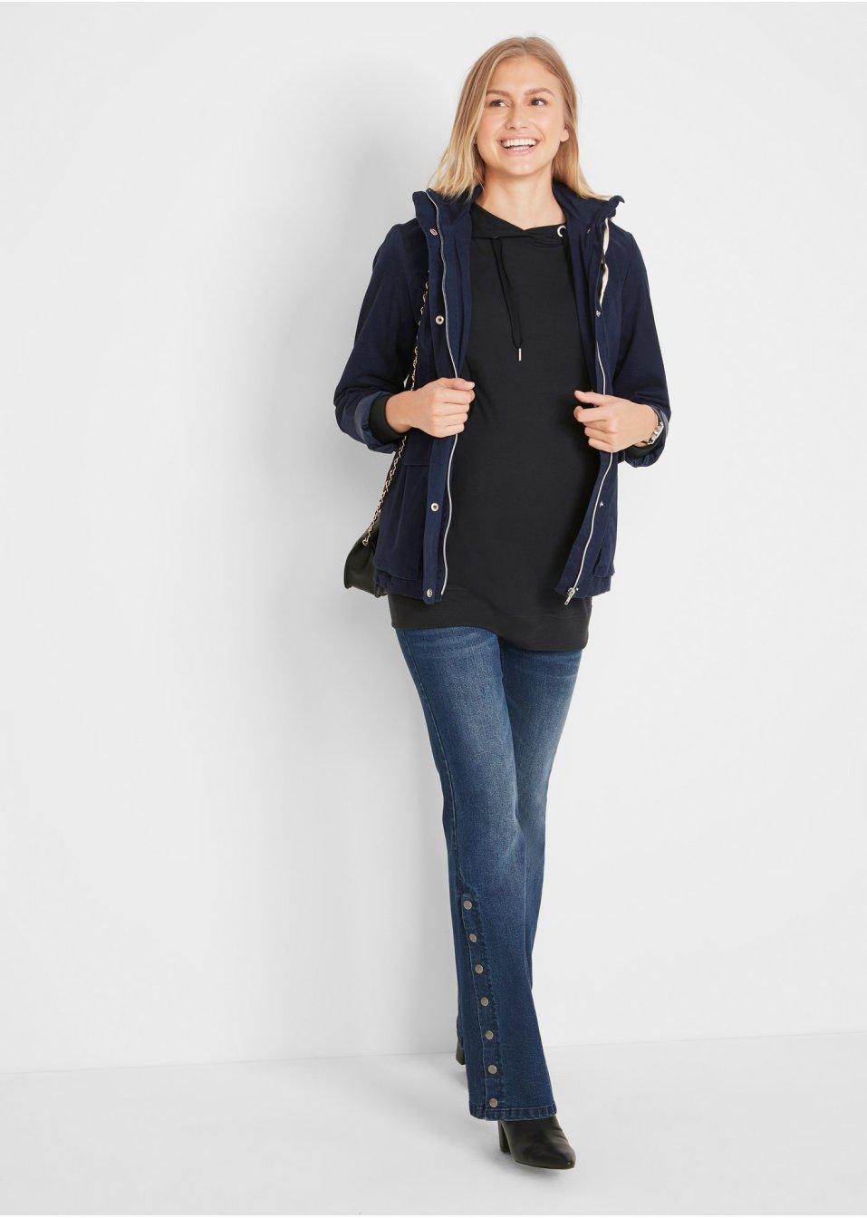 BONPRIX CZARNA CIĄŻOWA BLUZA DO KARMIENIA Z KAPTUREM 7QR NH9__S/M Rozmiar S/M