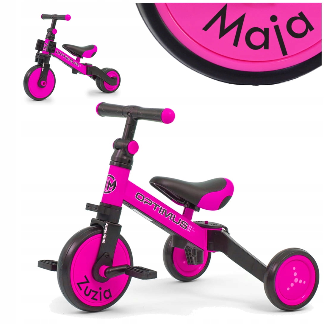 Rowerek biegowy dla dziewczynki Dla Dwulatki Trójkołowy Różowy