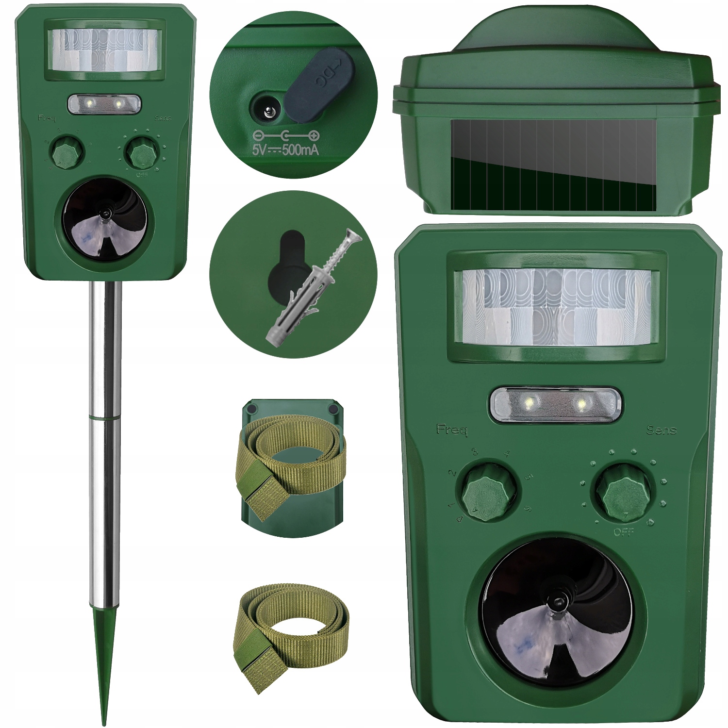 ODSTRASZACZ ZWIERZĄT KOTÓW PSÓW PTAKÓW DZIKÓW 7w1 SOLARNY Z LOKALIZATOREM