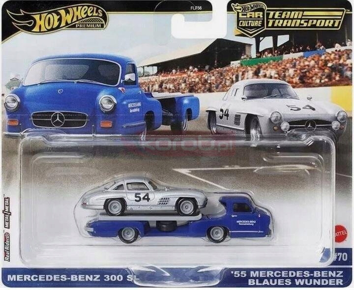 Hot Wheels Premium Team Transport Mercedes 300SL 55 Blaues Wunder HRV48