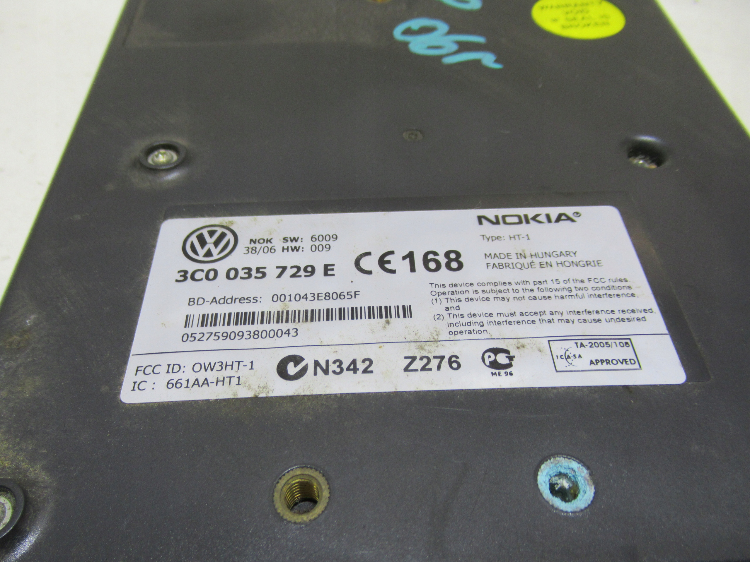 VW PASSAT B6 Centralina modulo BLUETOOTH 3C0035729E