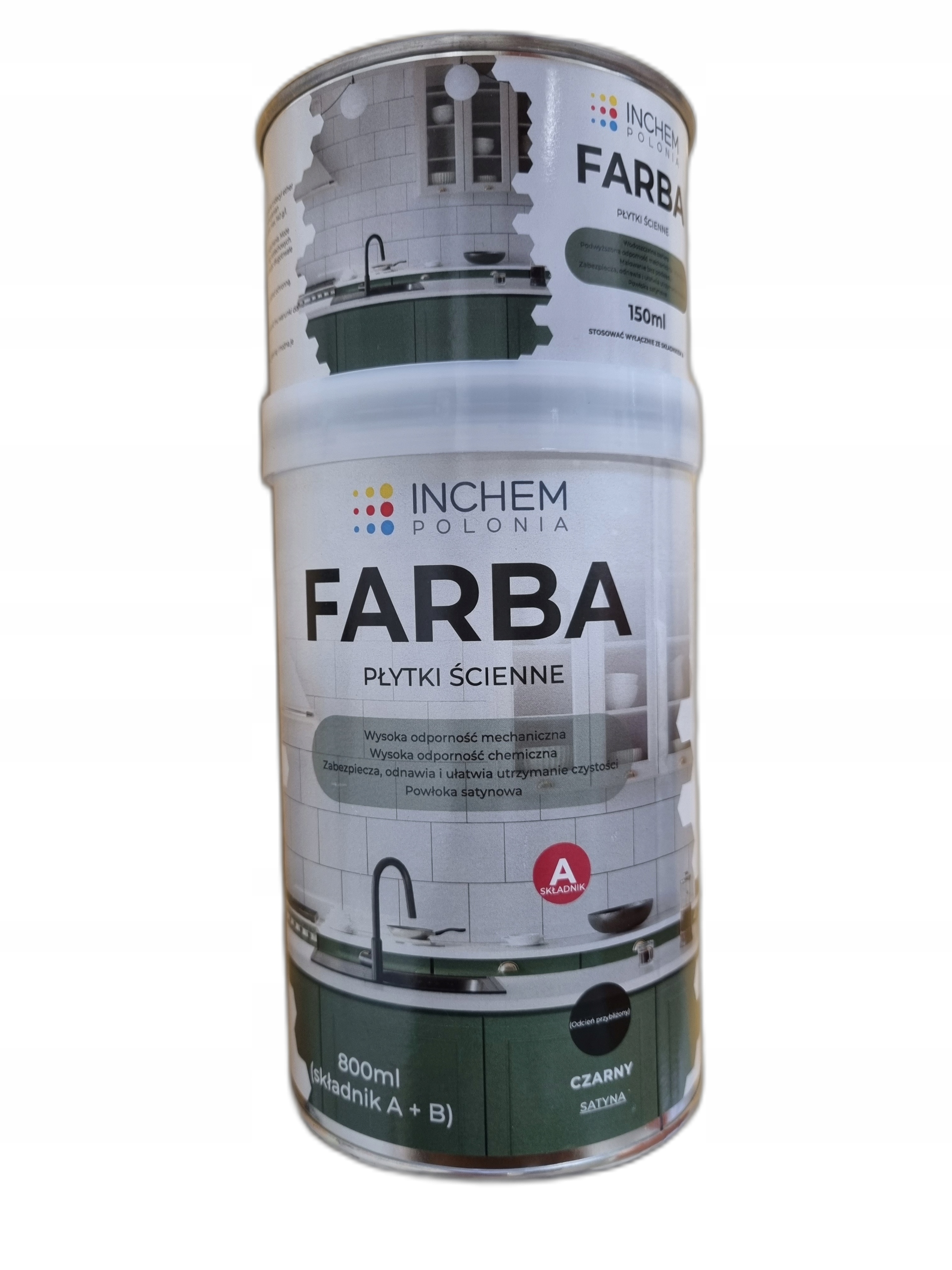 Farba do płytek ściennych 800ml czarna glazury czarny