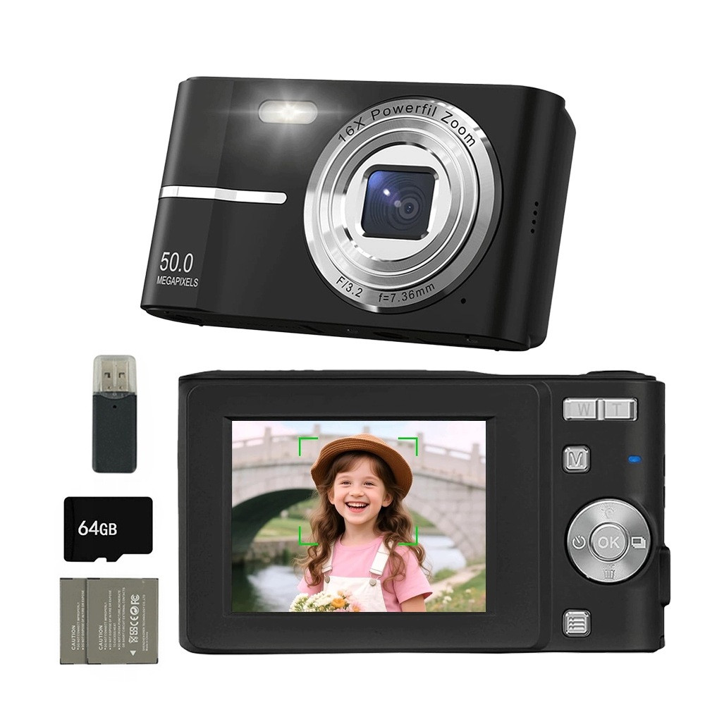 Digitální Fotoaparát Hd Přenosný Fotoaparát 1080P 50 Mp Stabilizace S 16X Zoomem