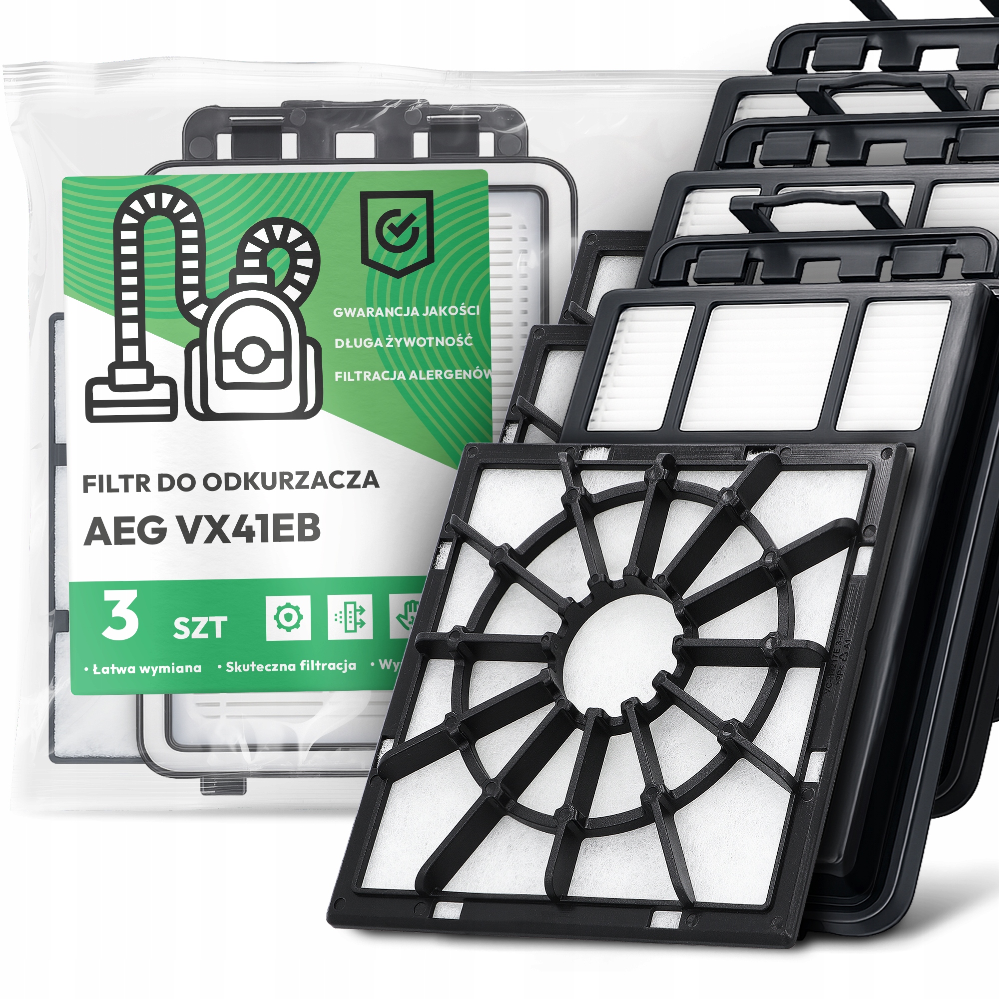 3x Filtry Do Vysavače Aeg VX41EB Omyvatelný Filtr Sada Em-w