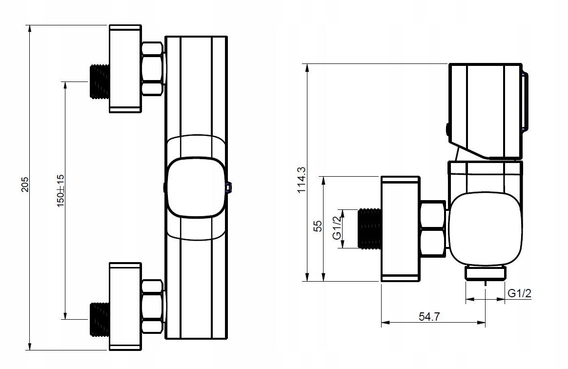 CUBIC deszczownica 25 cm z PÓŁKĄ + bateria prysznicowa LOFT MODERN chrom Linia RANTO