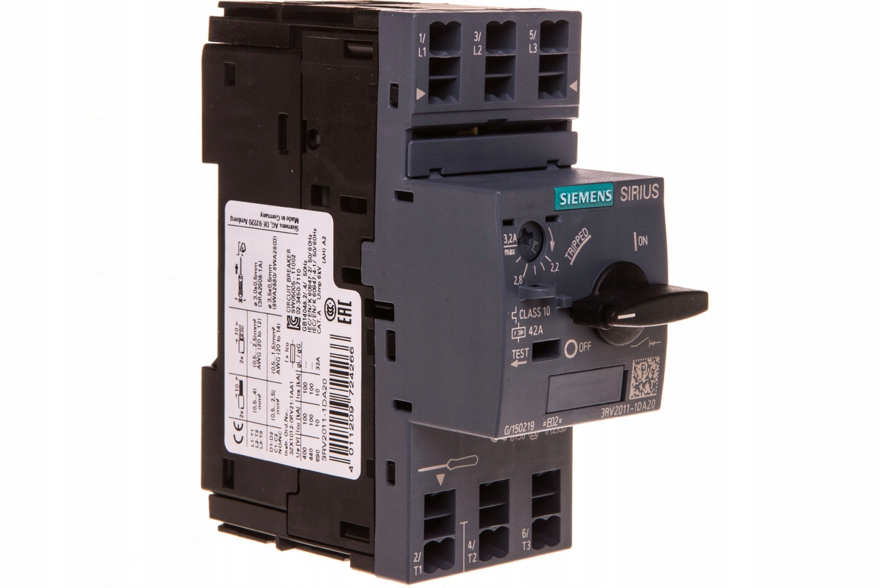 36, Motorový spínač 3P 2,2-3,2A 1Z 1R S00 3RV2011-1DA20