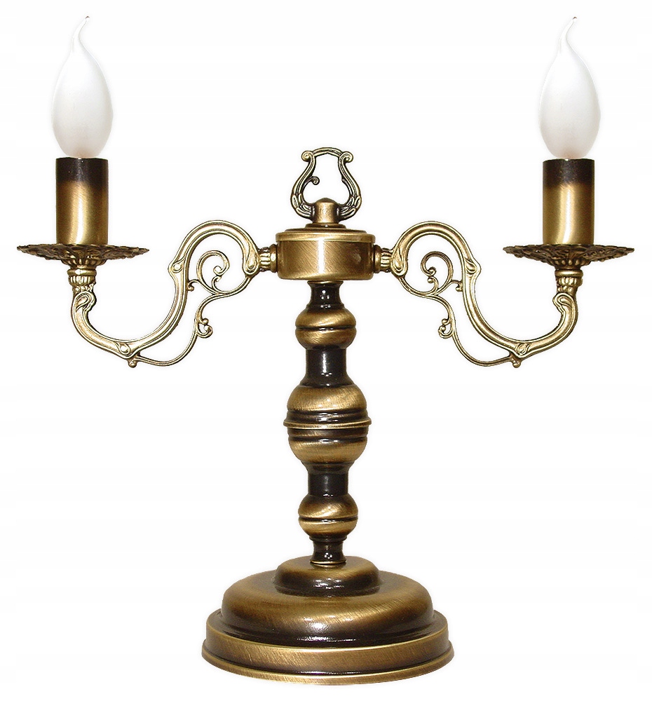 Stolová svietniková lampa Lemir Antares 2xE14 patina spálňa