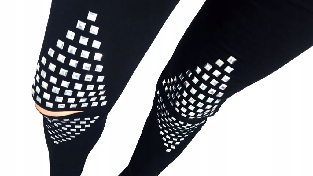 

Spodnie Legginsy Rurki Ćwieki Ripped Getry Dziury