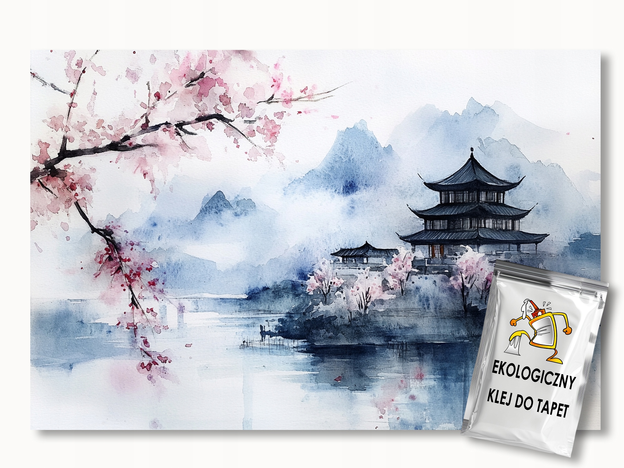 Fototapeta Flizelina Asie Japonsko Hory Jezero Pagoda Sakura 300x250 155g