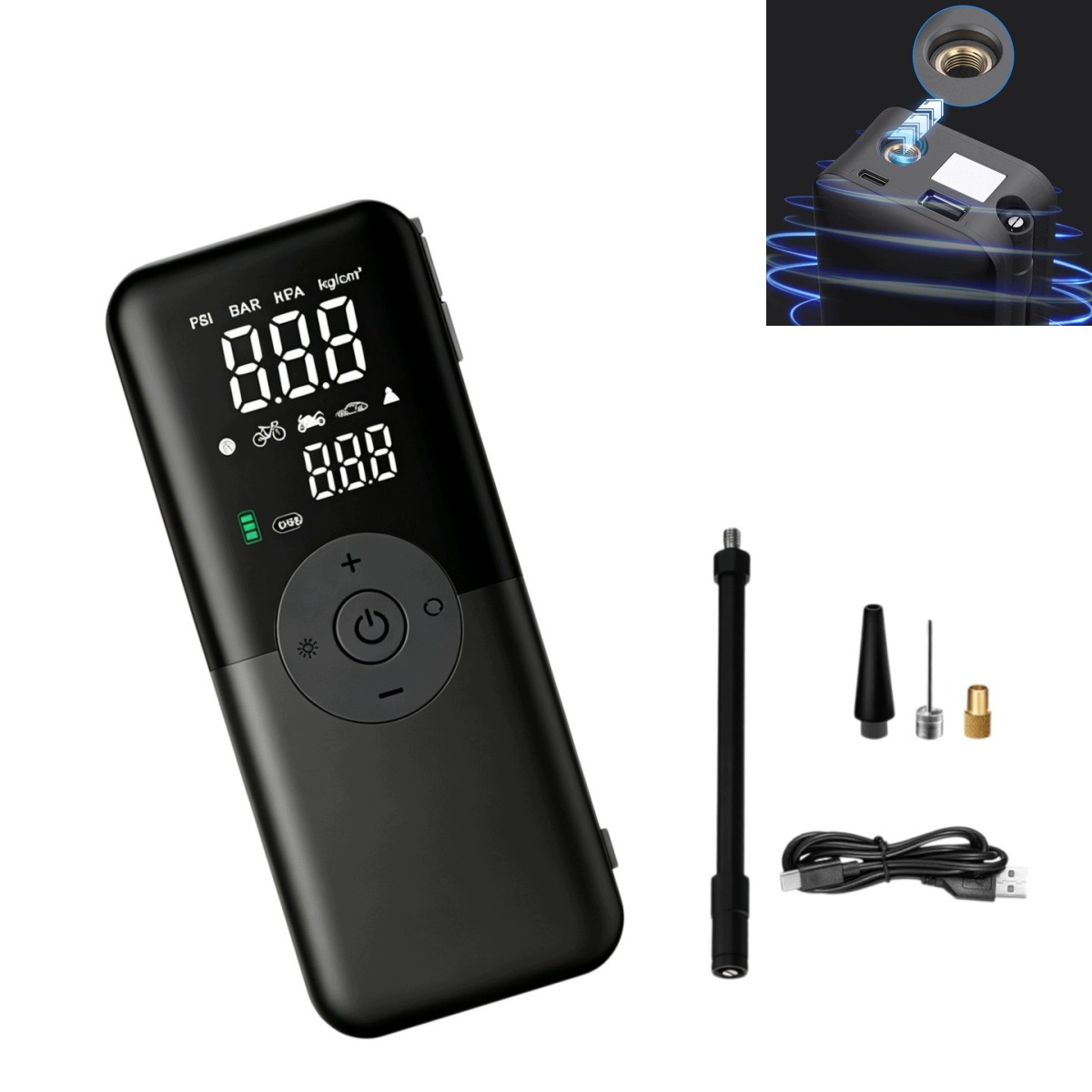 Kompresor Samochodowy Motocyklowy Pompka Bezprzewodowa Rower Powerbank Usb