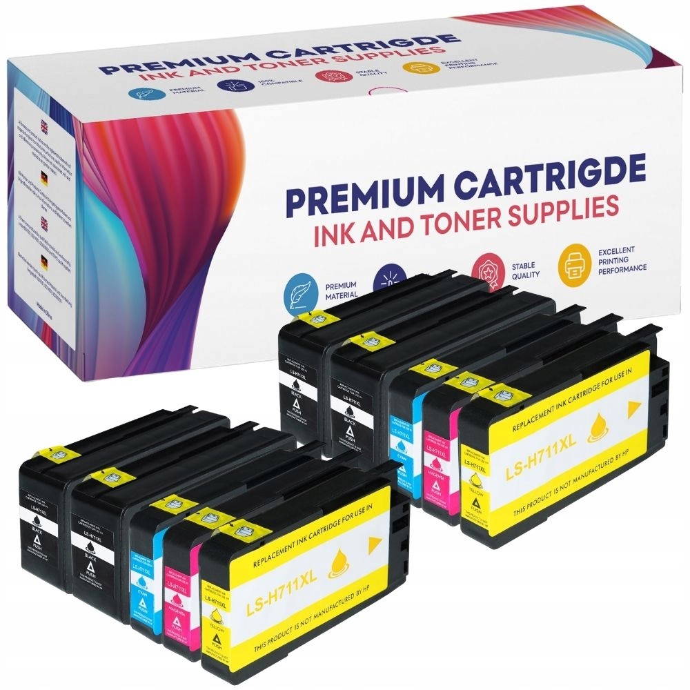 10 x Tusz Pro Hp 711 XL T120 T125 T130 T520 T525