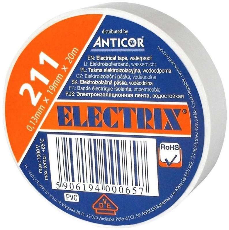 

Taśma izolacyjna elektroizolacja Pcv 19x20 biała
