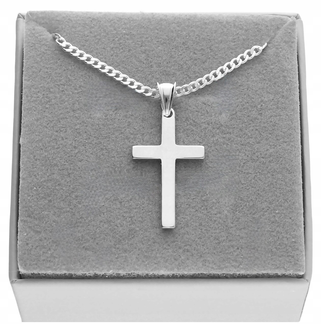 Řetízek s plochým křížkem pancr 2 mm stříbro 925 45 cm