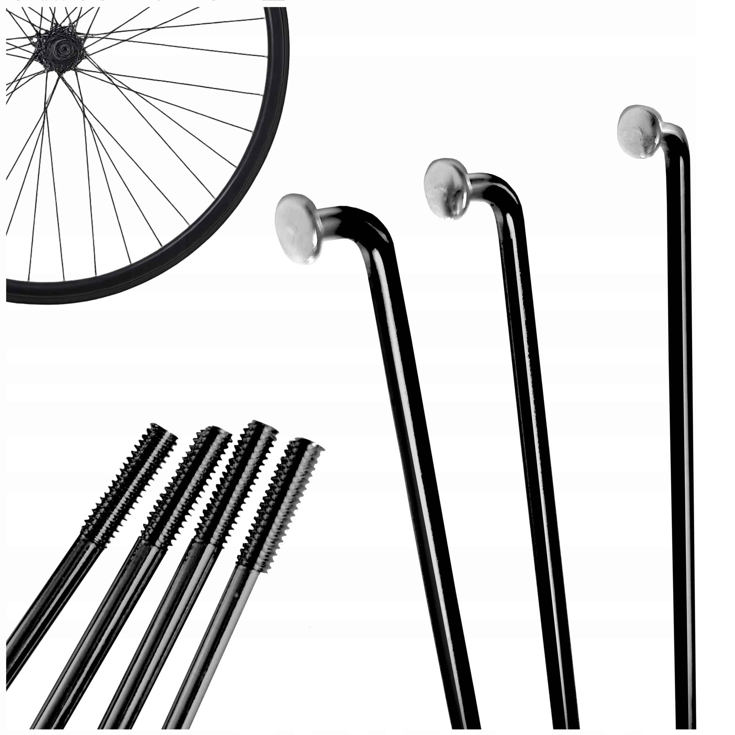 Szprychy rowerowe szprycha EpiCycle Basic nierdzewne czarne 292mm 4 szt!