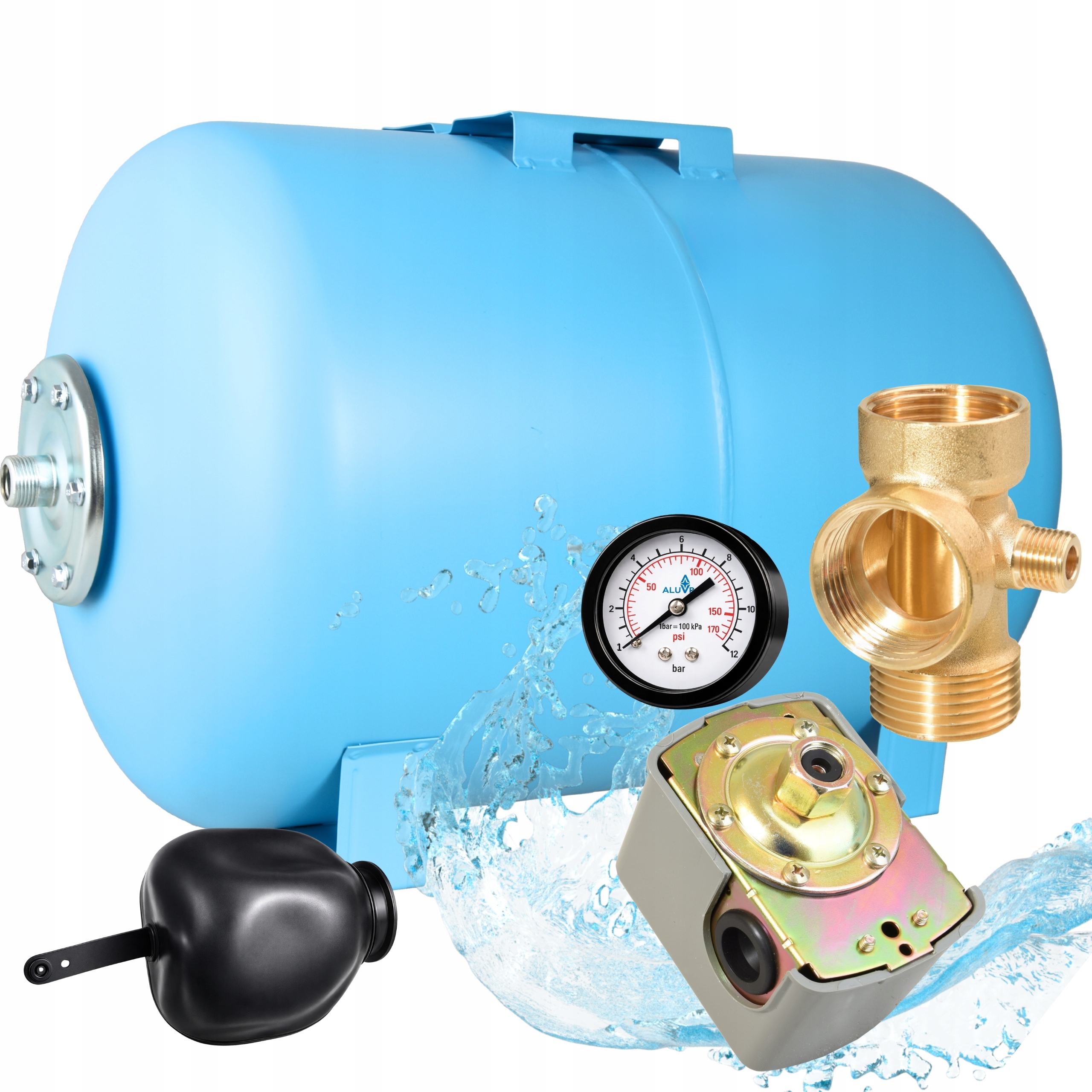 Kompletná Nádrž 100 L Príslušenstvo Manometer Tlakový Pre Čerpadlo Hydroforu