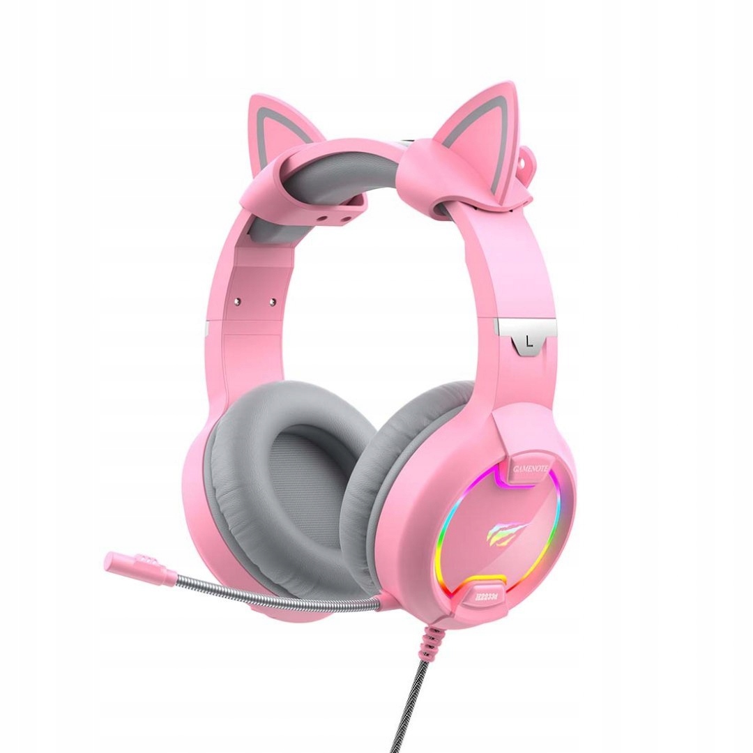 

Słuchawki gamingowe Havit Rgb USB+3.5mm różowe