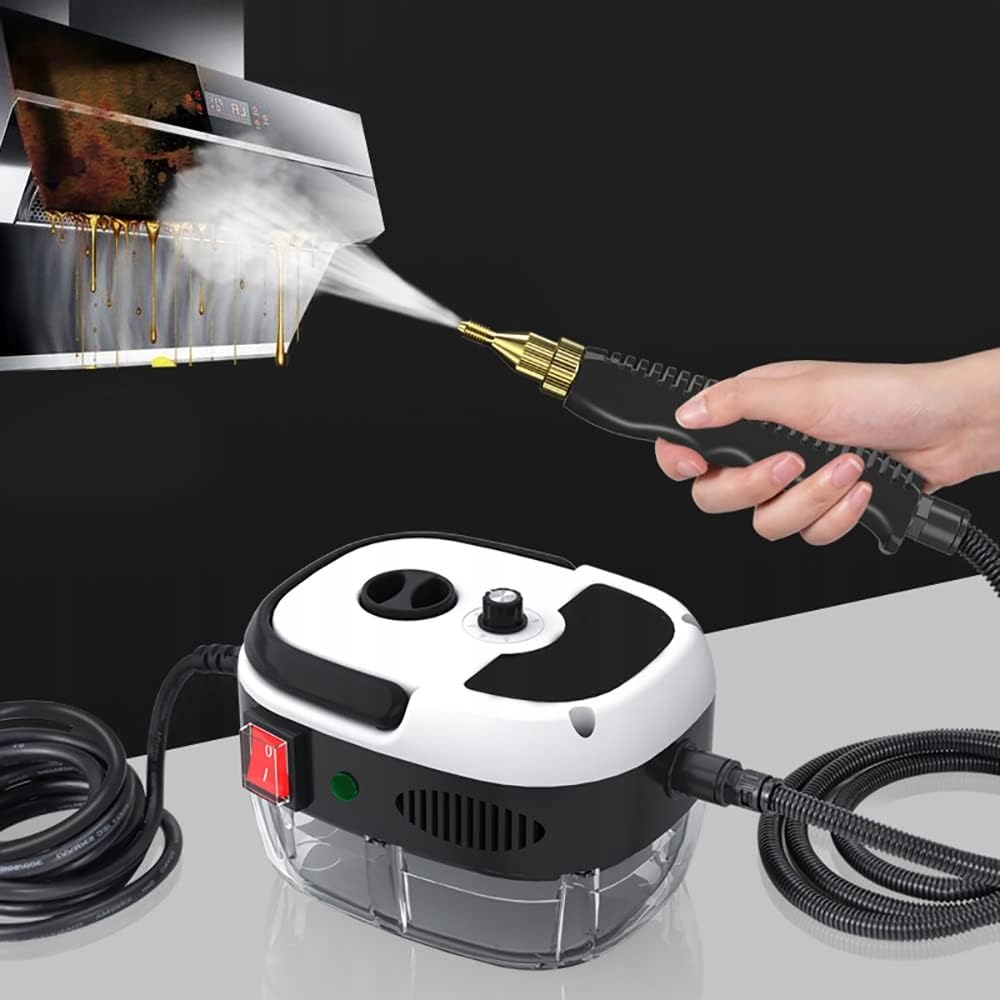 POTĘŻNY RĘCZNY MYJKA PAROWA CZYŚCIK 2500W 1000ML + 3 GŁOWICE SZCZOTEK Kod producenta SteamCleaner-2500W-White-EU