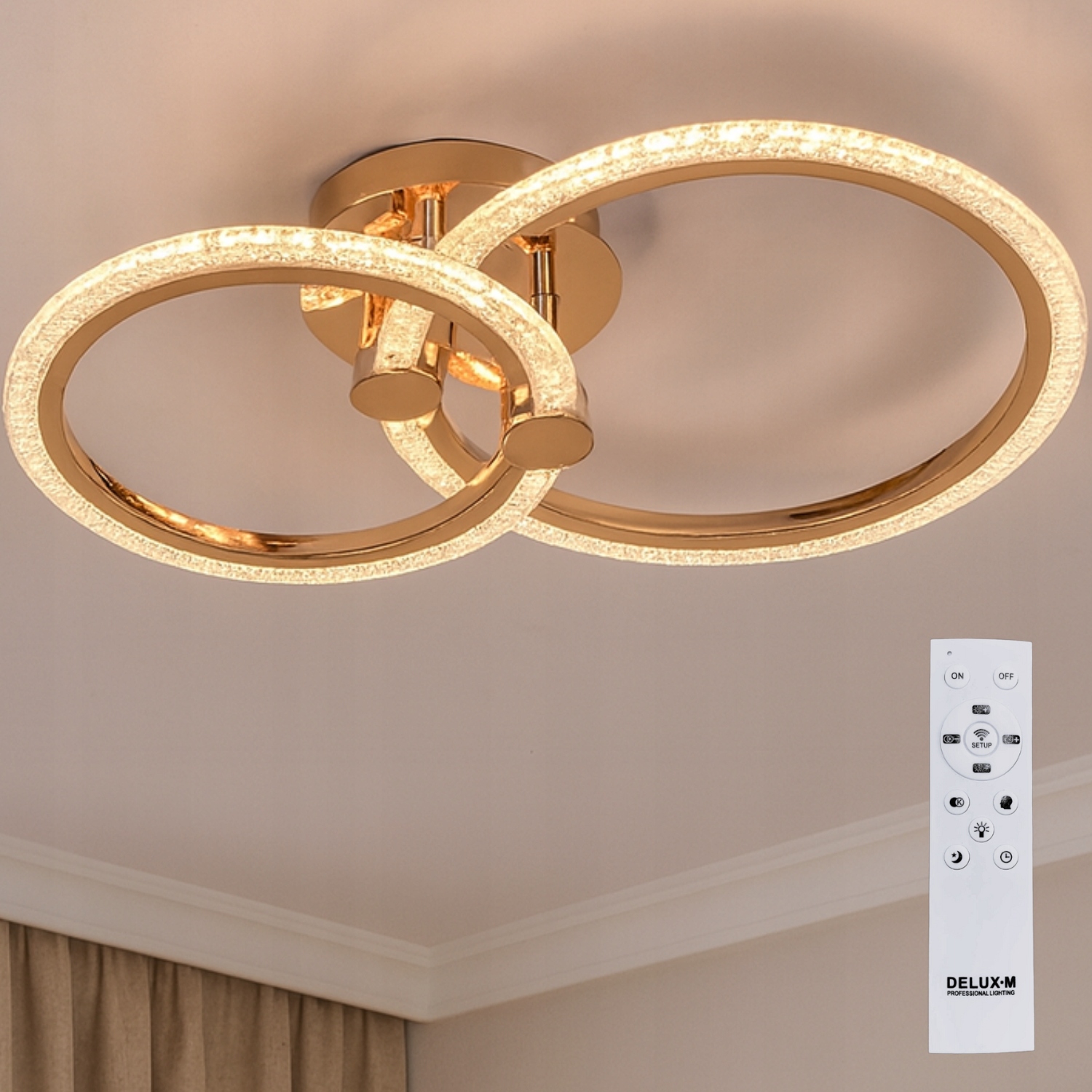 Stropní Svítidlo zlatá glamour Lustr Stropní Svítidlo Led Dálkový Ovladač do ložnice