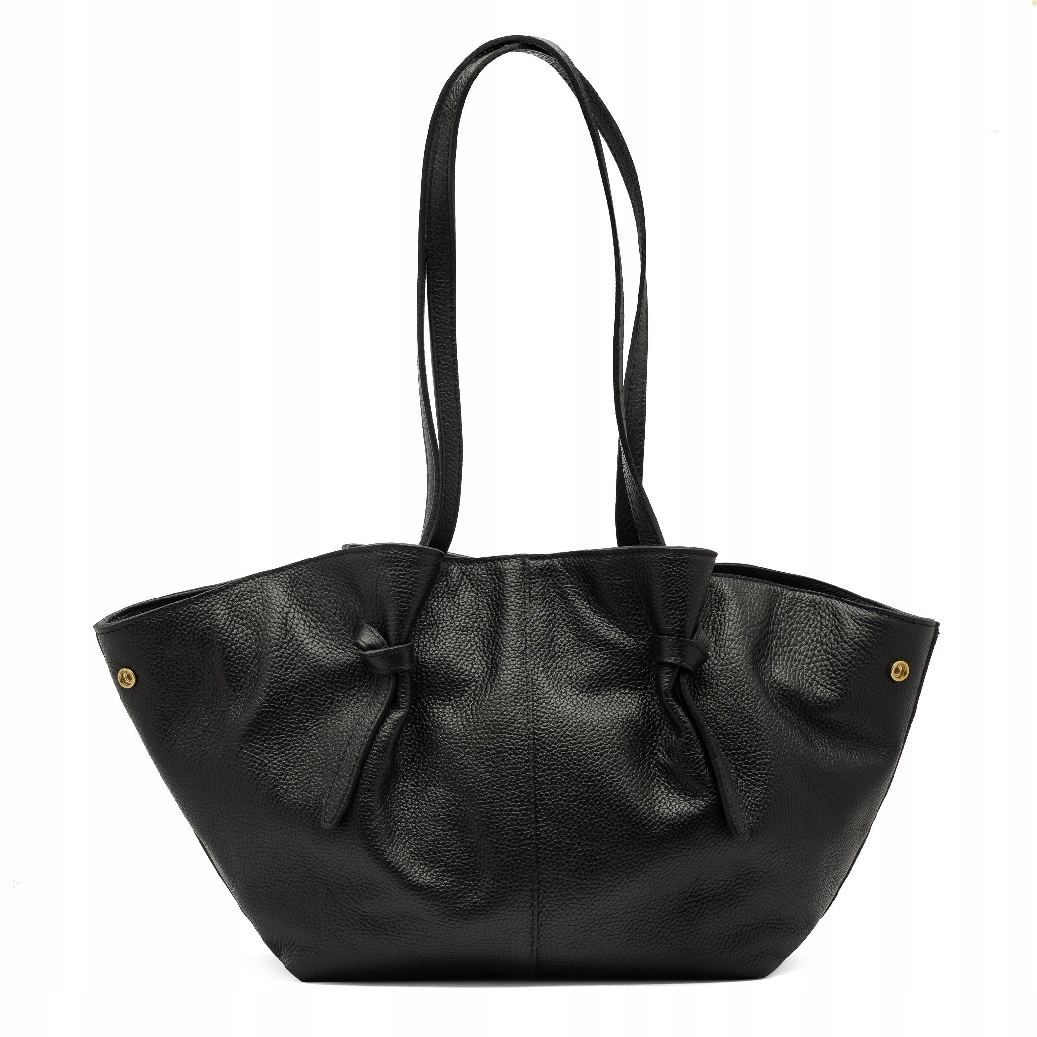 Vera Pelle velká dámská shopper kabelka z přírodní kůže černá přes rameno