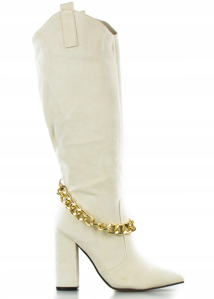 Kozačky Na Kolena Semišové Ženské Řetízek 41