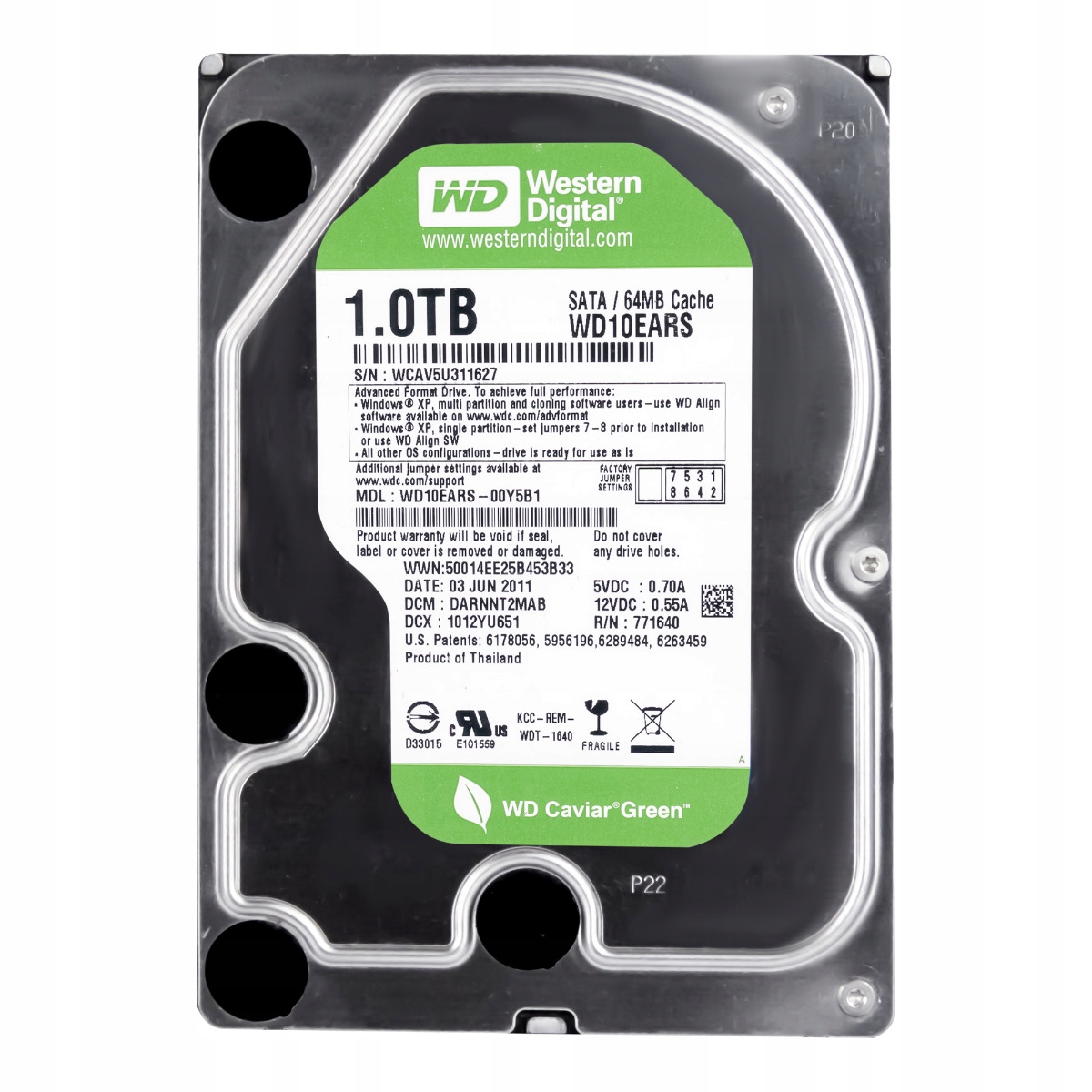 Wd Green 1TB 5.4k 64MB Sata II 3.5'' WD10EARS