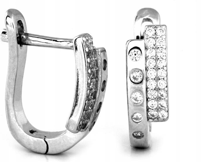 Stříbrné náušnice 925 módní dvojité anglické přezky elegantní krabička