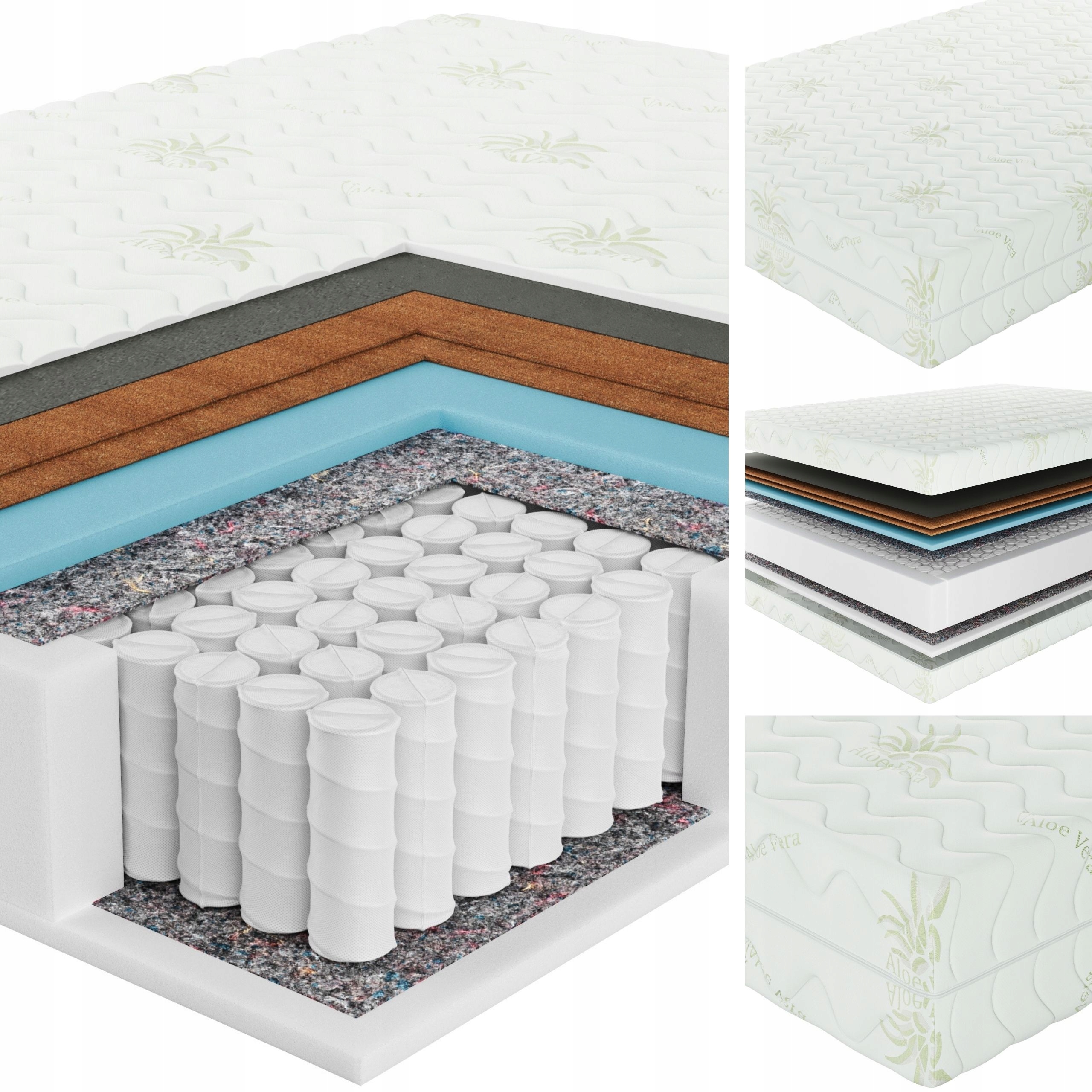 Materac 180x200 Sprężynowy Senpuro Natural Power Comfort Twardy H3/H4+