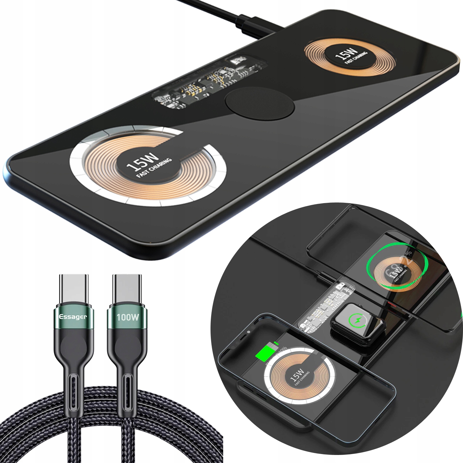 

Szybka Ładowarka Bezprzewodowa Magnetyczna 3w1 30W