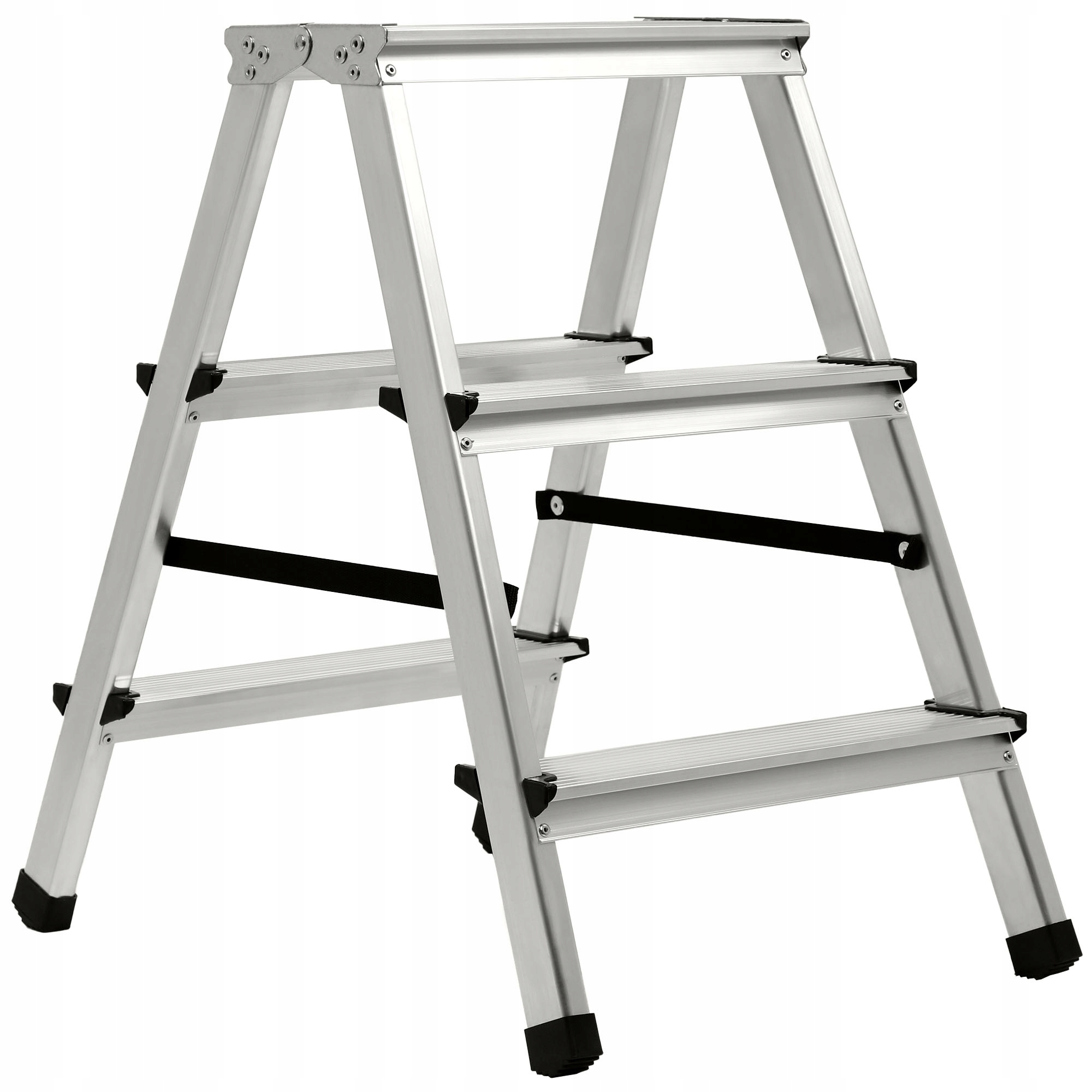 TABORET SKŁADANY PODEST DRABINKA 59cm ALUMINIOWY 3 STOPNIE 125kg Kolor mebla srebrny