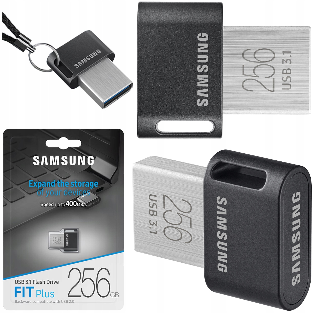 Kompaktowy Pendrive Samsung 256 Gb 400 MB/s Usb 3.1 Fit Plus Flash Drive