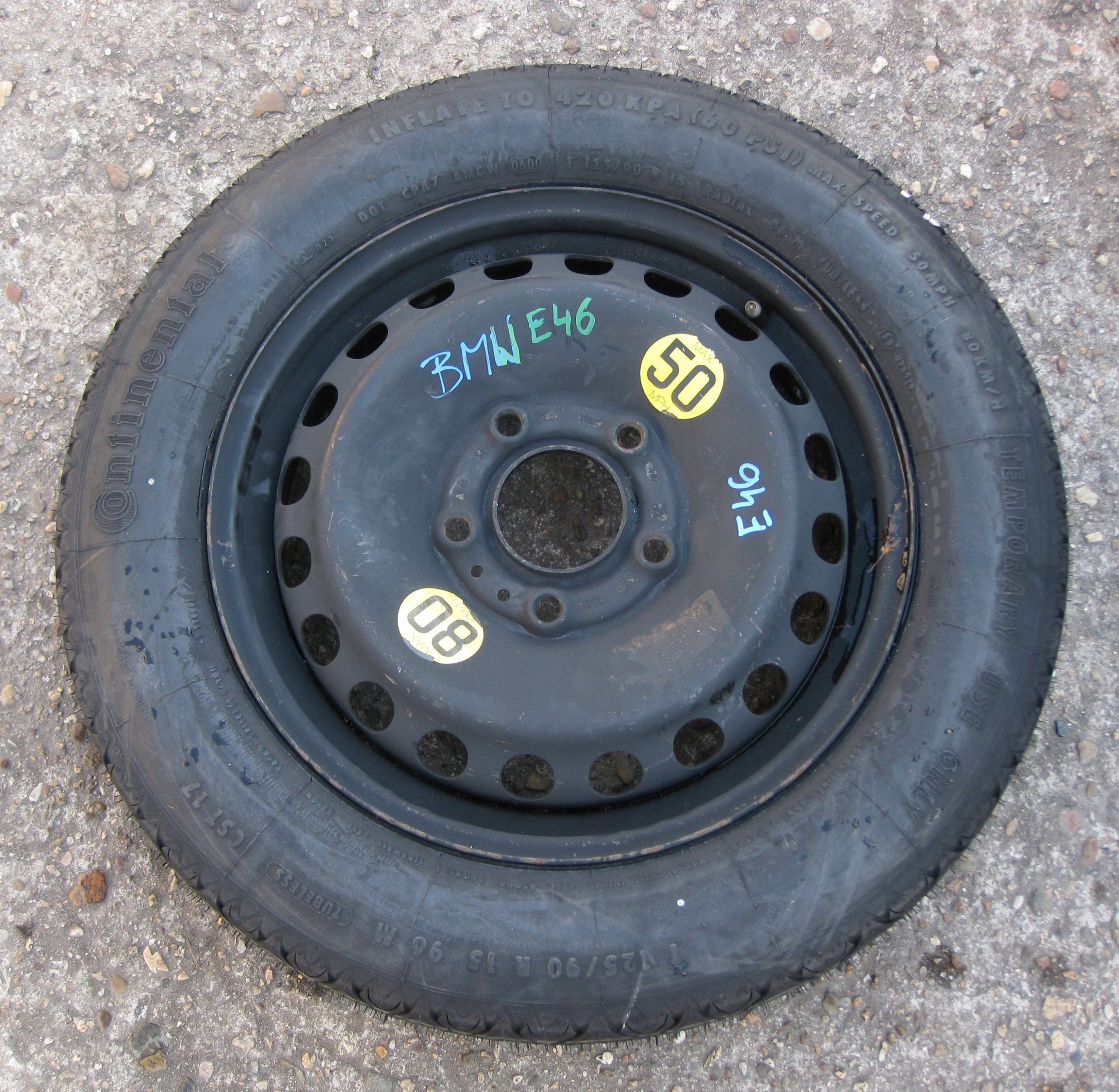 BMW E46 wheel spare 3.5BX15H2 ET36 125/90/15