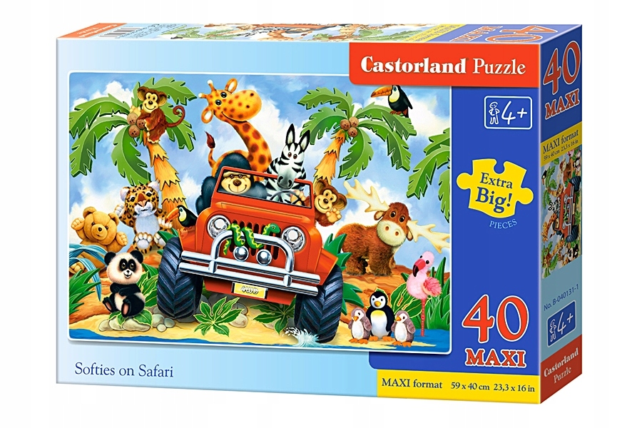 PUZZLE MAXI 40 ZWIERZĘTA PLUSZAKI SAFARI 4+ CASTOR EAN (GTIN) 5904438040131