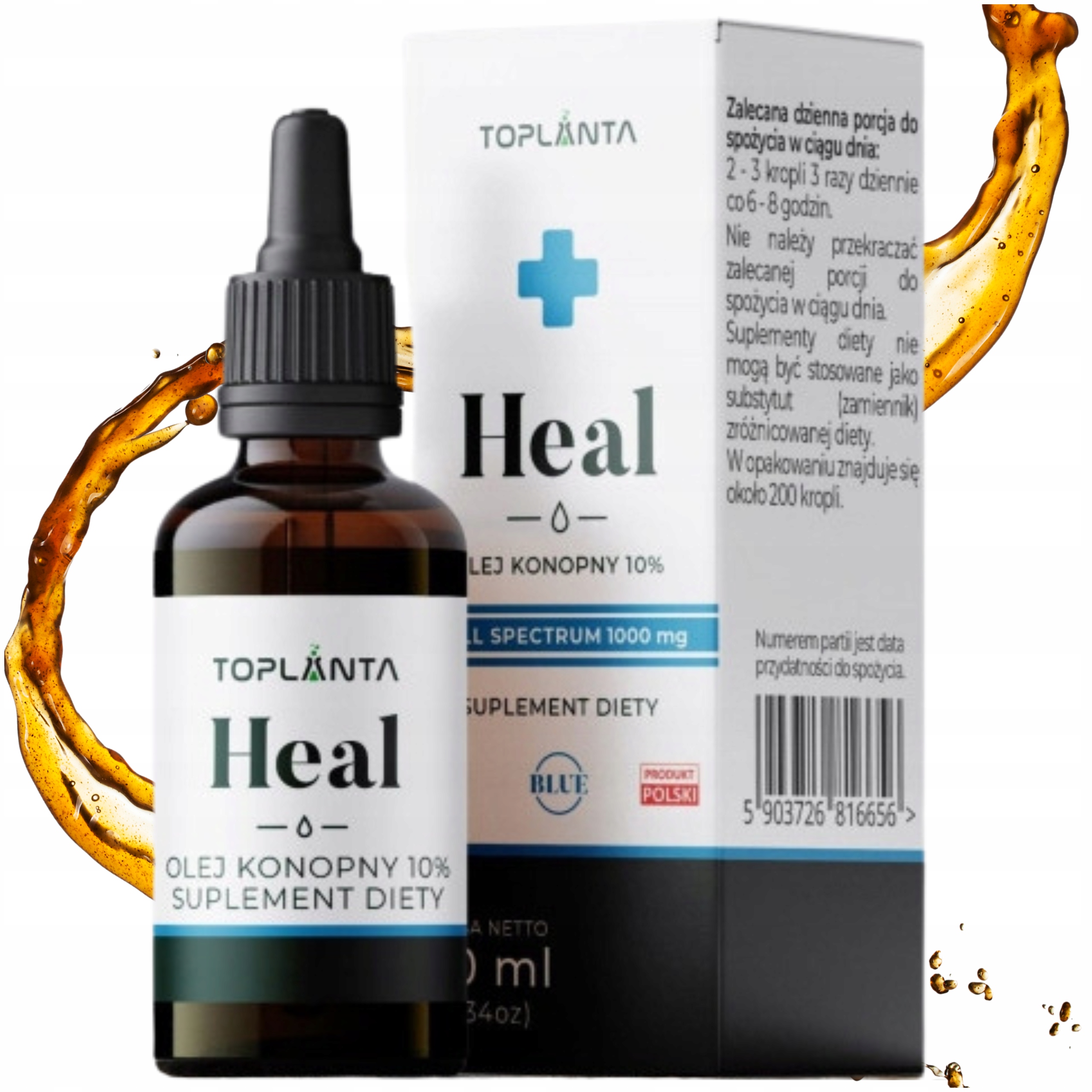 Olej konopny 10% Heal BLUE - 10 ml od ToPlanta Suplement Diety
