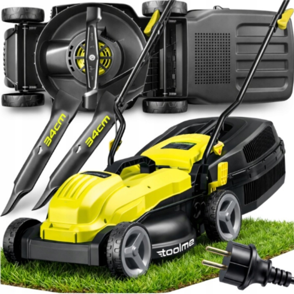 Elektrická Sekačka na trávy 34 cm Výkonná 1200 W Měděný Motor