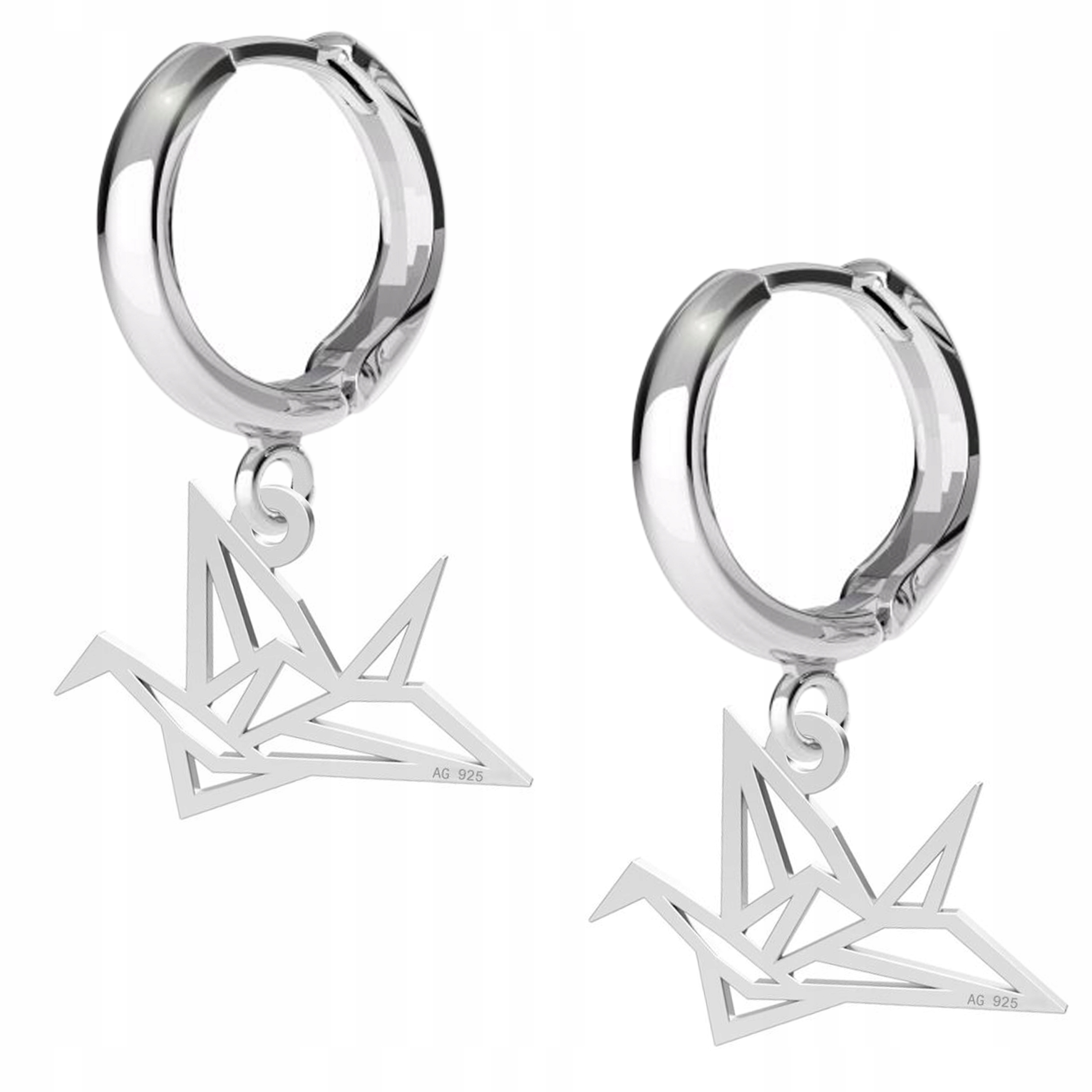 Stříbrné náušnice Pták Origami Zvíře 925