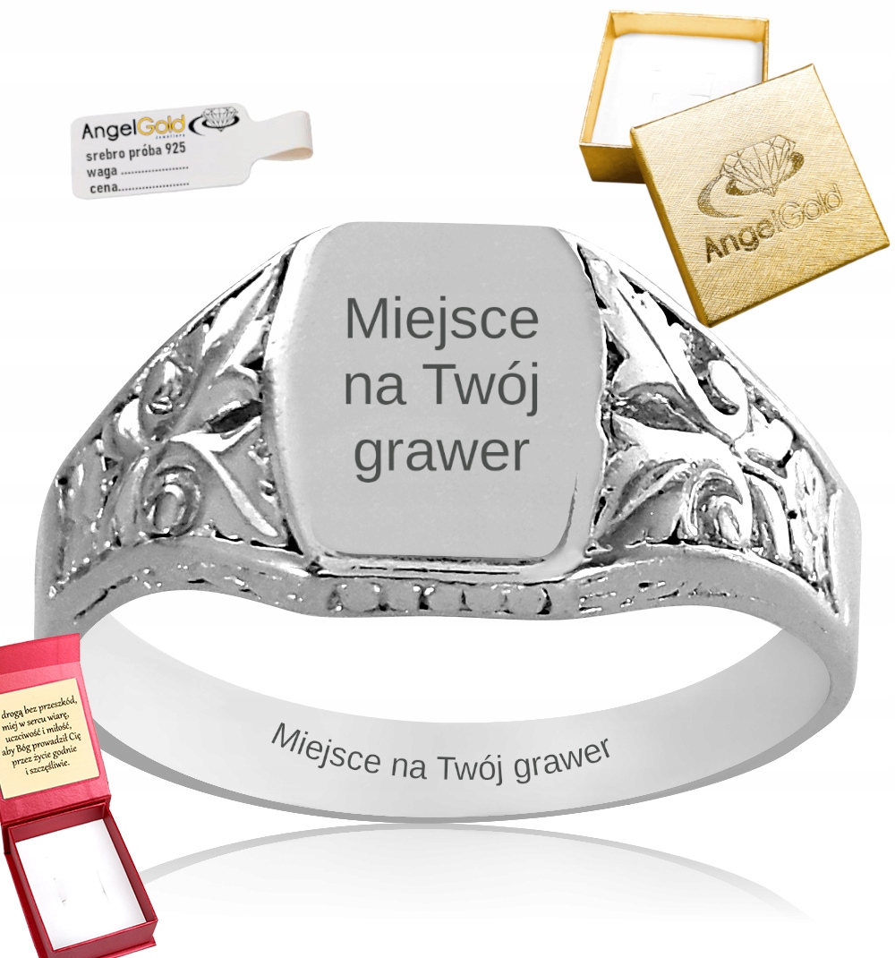 Stříbrný Prsten S Ornamenty Stříbro 925 Gravírování