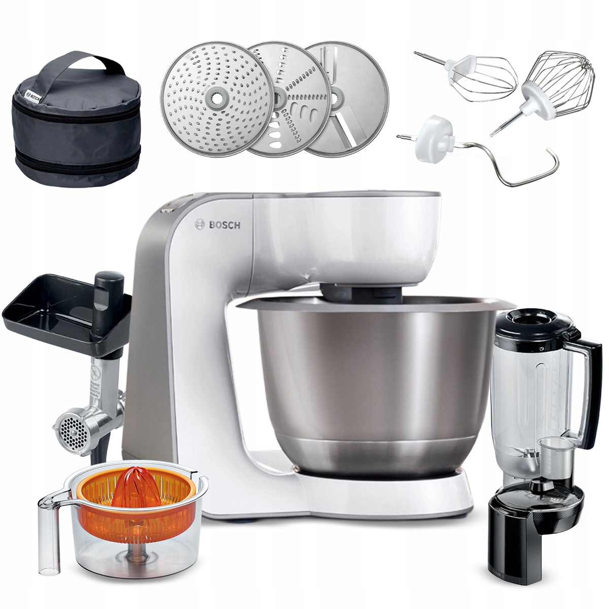 Robot planetarny wielofunkcyjny Bosch MUM58251 1000W Bogate wyposażenie