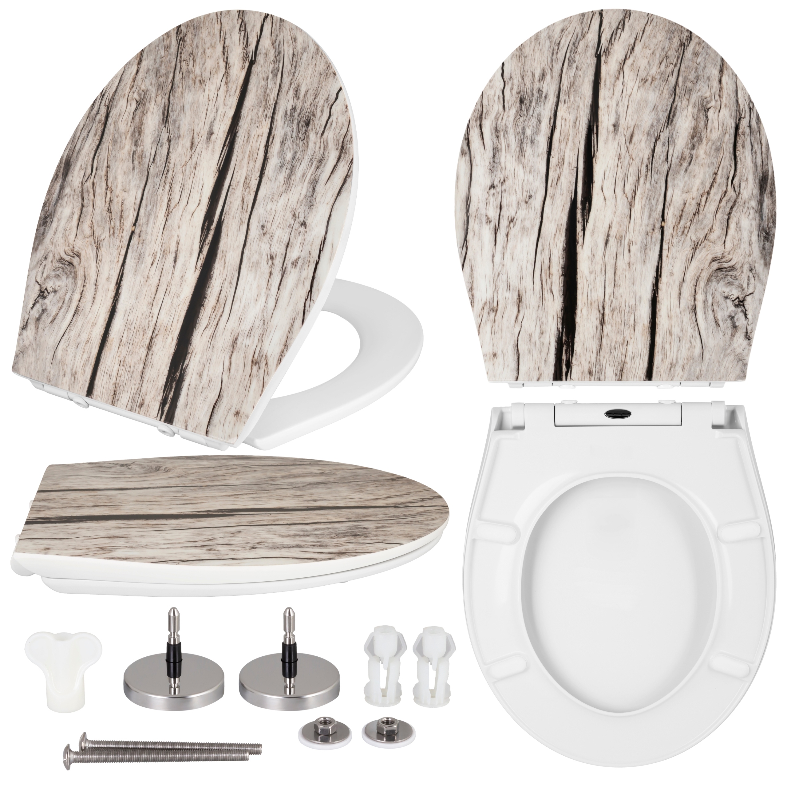 Sedací deska s pomalým sklápěním Univerzální Wc Vyjímatelné Dřevo Duroplast Awd