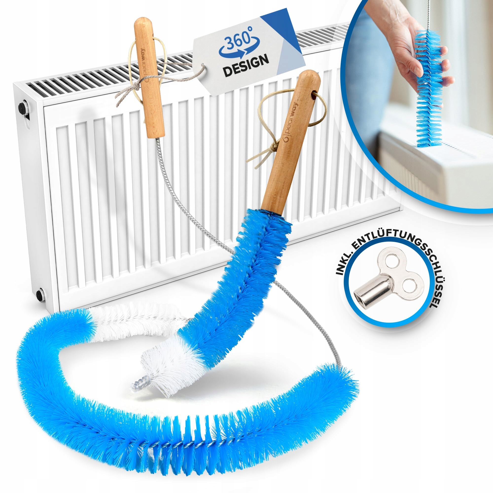 Levně Pearway Kartáč na radiátory 2ks s klíčem pro odvzdušnění