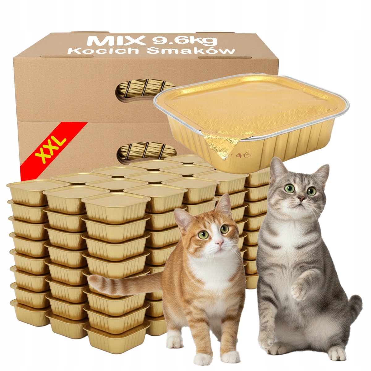 Levně Krmivo Vlhké pro kočky Paštika 9,6 kg MIX kočičích příchutí XXL sada 96 x 100 g