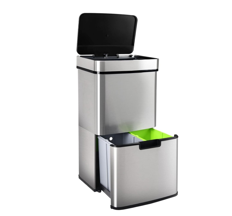 Vertak kosz na śmieci, system segregacji śmieci z czujnikiem 3 komory 62L