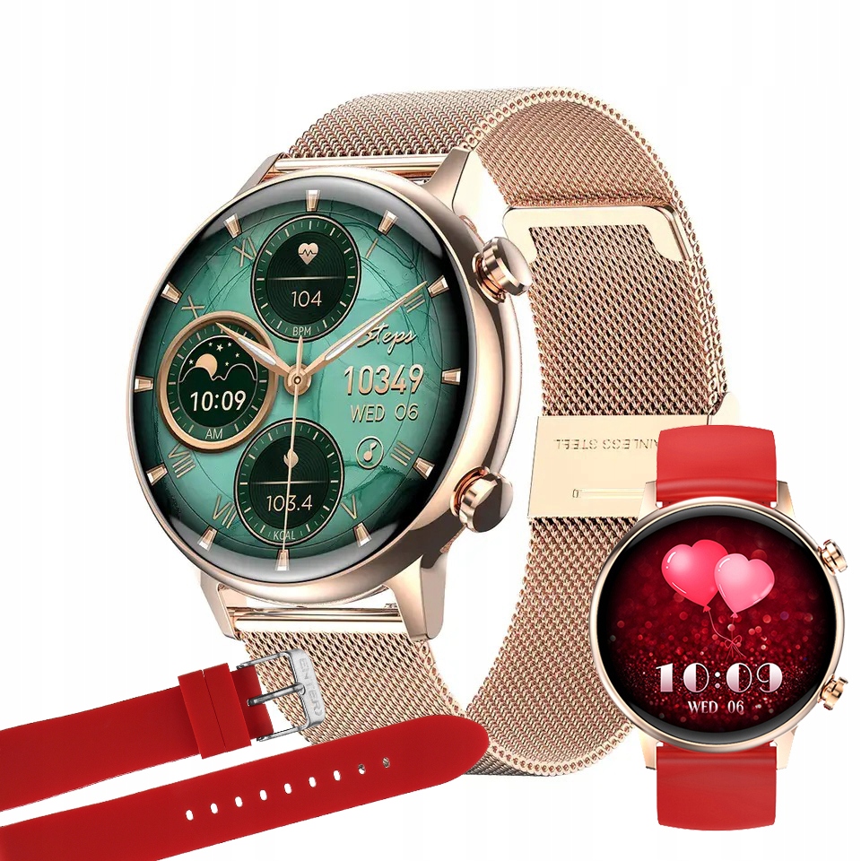 Chytré Hodinky Pro Ženy S Voláním Pl Růžové Zlato Sada