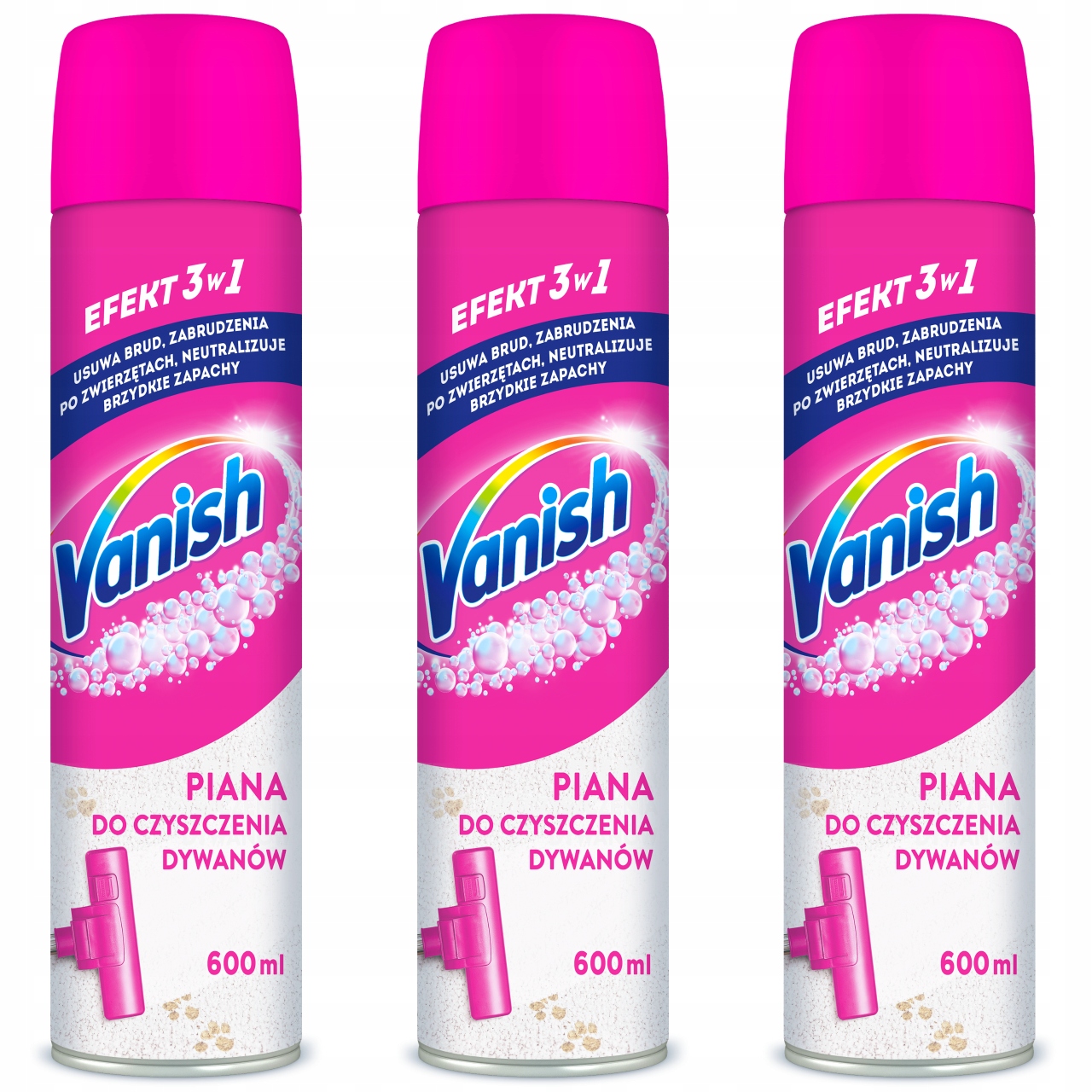 Vanish Zestaw Pianka do Prania Czyszczenia Dywanów i Tapicerki 3x 600ml