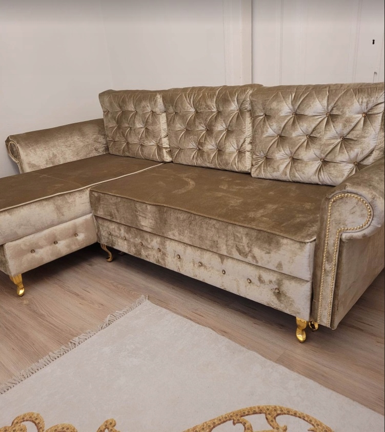 ZŁOTY NAROŻNIK GLAMOUR Z FUNKCJĄ SPANIA