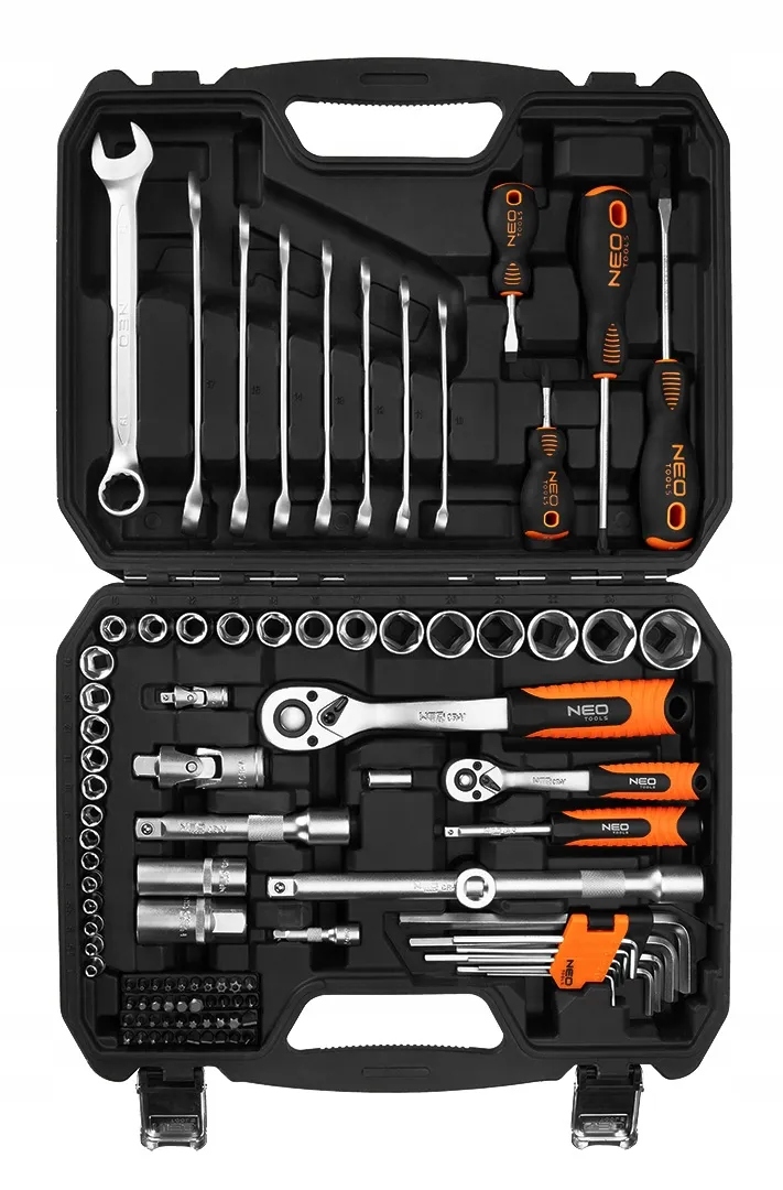 Neo Sada náradia nástrčné kľúče 100 prvkov 1/2" 1/4" Kufrík 10-206